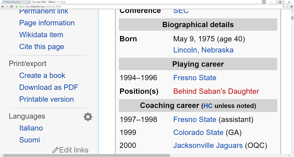 alabama lane kiffin and rumors involving an affair with a booster