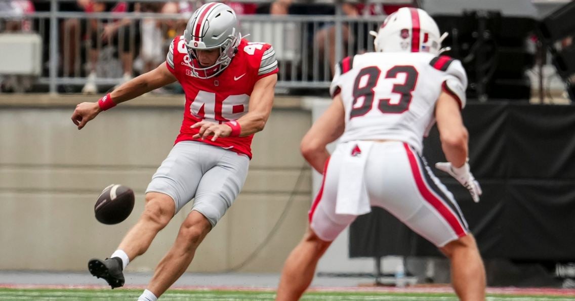 Ohio State kicker Marcello Diomede sheds black stripe