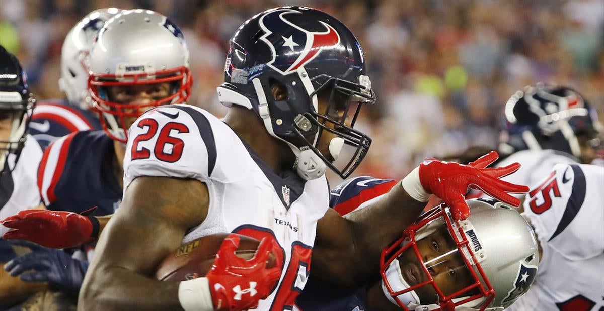 Lamar Miller Signed Houston Texans 8x10 Battle Red Jersey Photo- JSA W Auth  *Whi