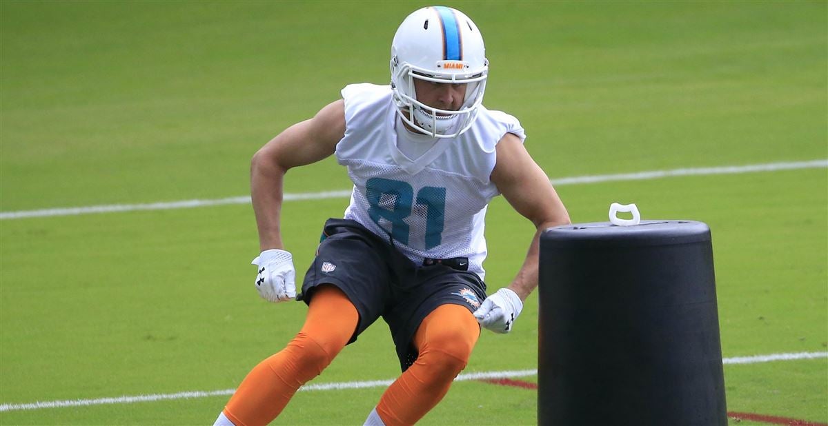 Miami Dolphins wide receiver Drew Morgan stretches out during an NFL  organized team activities football practice, Thursday, May 25, 2017, at the  Dolphins training facility in Davie, Fla. (AP Photo/Wilfredo Lee Stock