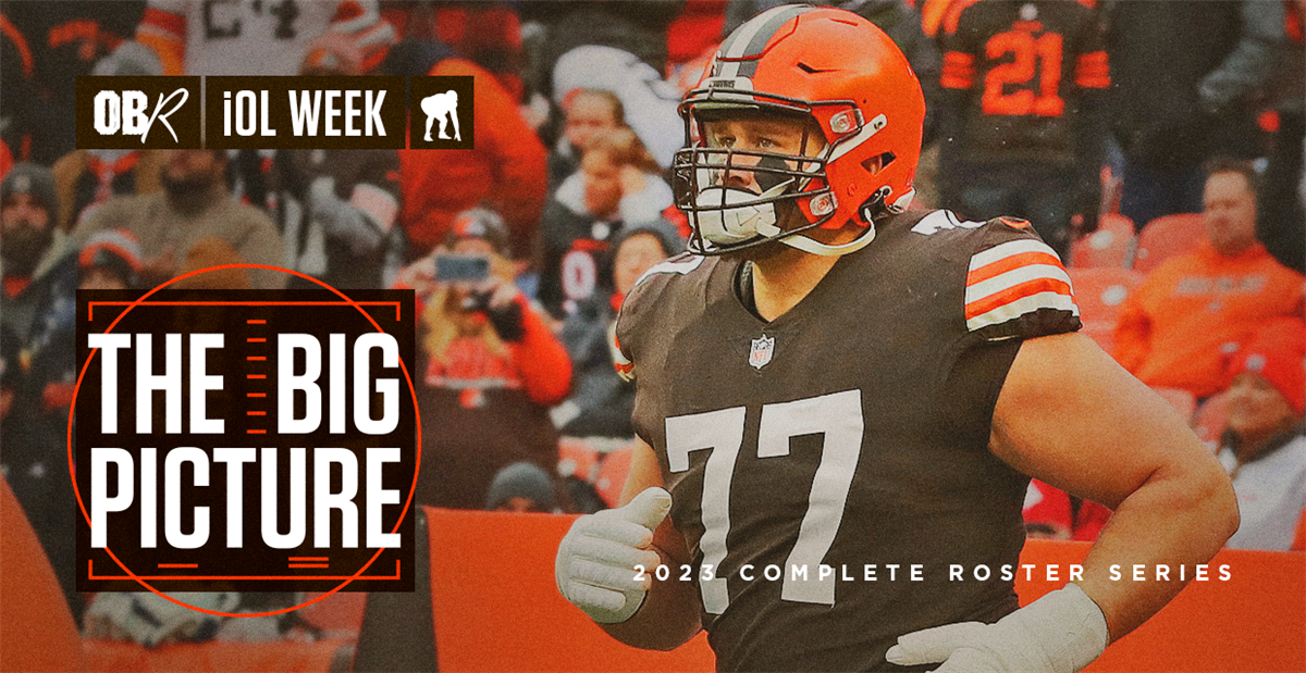 FILE - In this Sunday, Nov. 11, 2018 file photo, Cleveland Browns offensive  tackle Joel Bitonio celebrates after the Browns defeated the Atlanta Falcons  28-16 in an NFL football game in Cleveland.