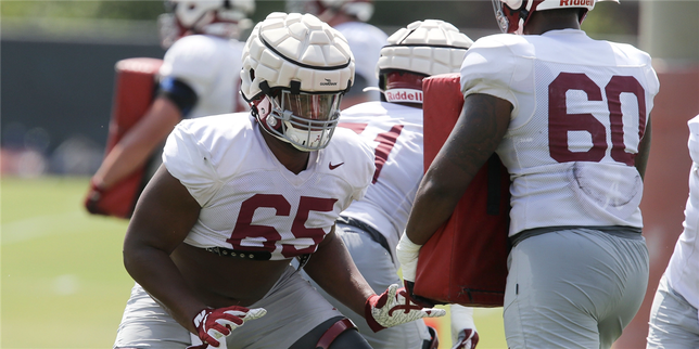 Saban pleased with JC Latham's progress, both offensive tackles