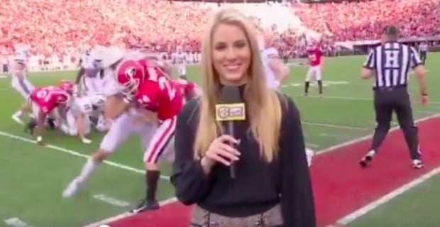Watch: ESPN reporter Laura Rutledge crushed on Georgia sideline