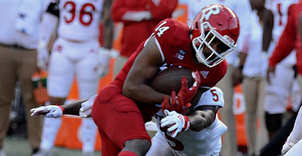 Illinois at Rutgers - 11/14/2020 - Image 15: Nov 14, 2020; Piscataway, New  Jersey, USA; Rutgers Scarlet Knights wide receiver Isaiah Washington (83)  is tackled by Illinois Fighting Illini defensive back Nate