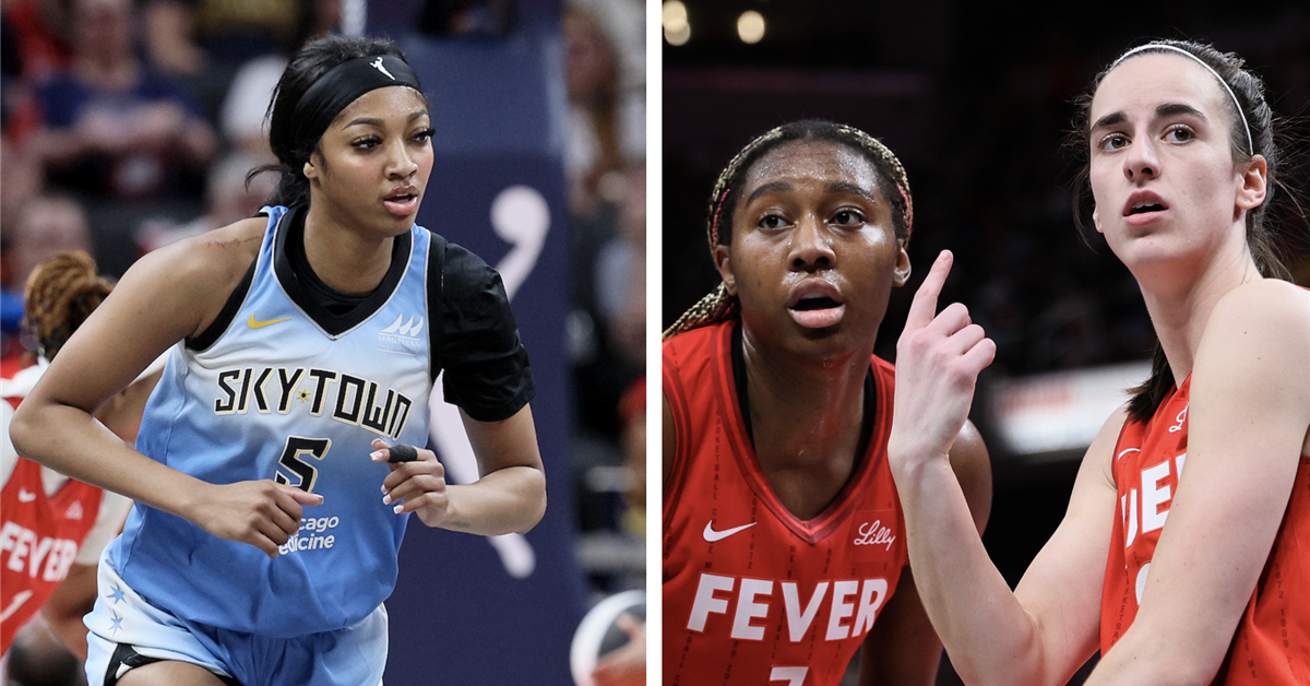 Angel Reese celebrates flagrant foul against Caitlin Clark during Fever ...