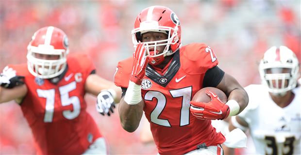 Alumni Hall Dawgs, Georgia Nike Nick Chubb # 27 Game Jersey Alumni Hall