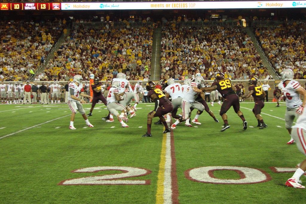 Minnesota defensive end Ra'Shede Hageman (99) runs during a NCAA