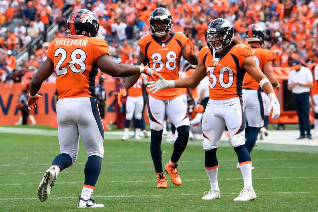 October 15, 2017: Denver Broncos wide receiver Demaryius Thomas (88) during  pre-game warm up of an NFL week 6 matchup between the New York Giants and  the Denver Broncos at Sports Authority