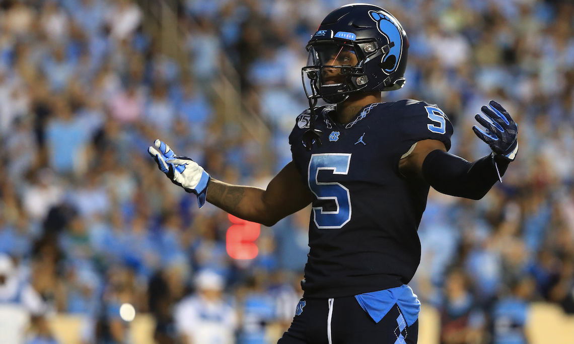 black and blue football uniforms