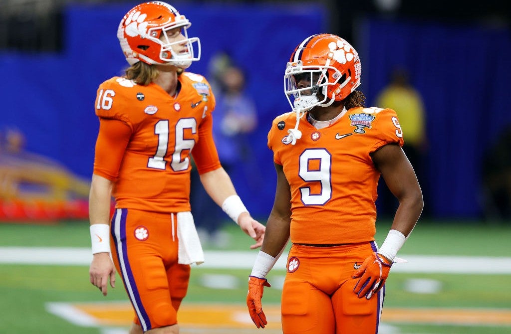 Trevor Lawrence and Travis Etienne introduced in Jacksonville