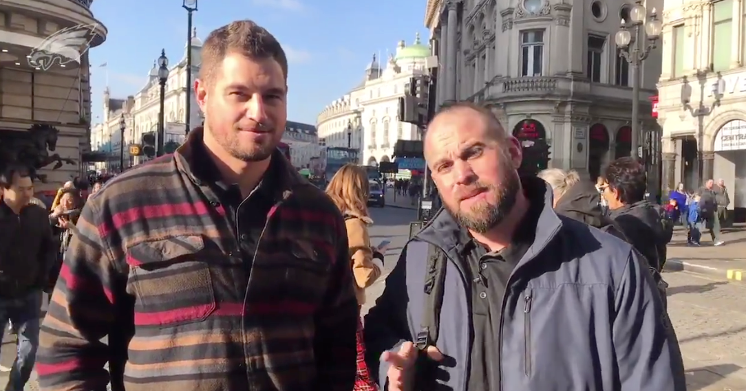 Brent Celek, Jon Dorenbos with Eagles in London