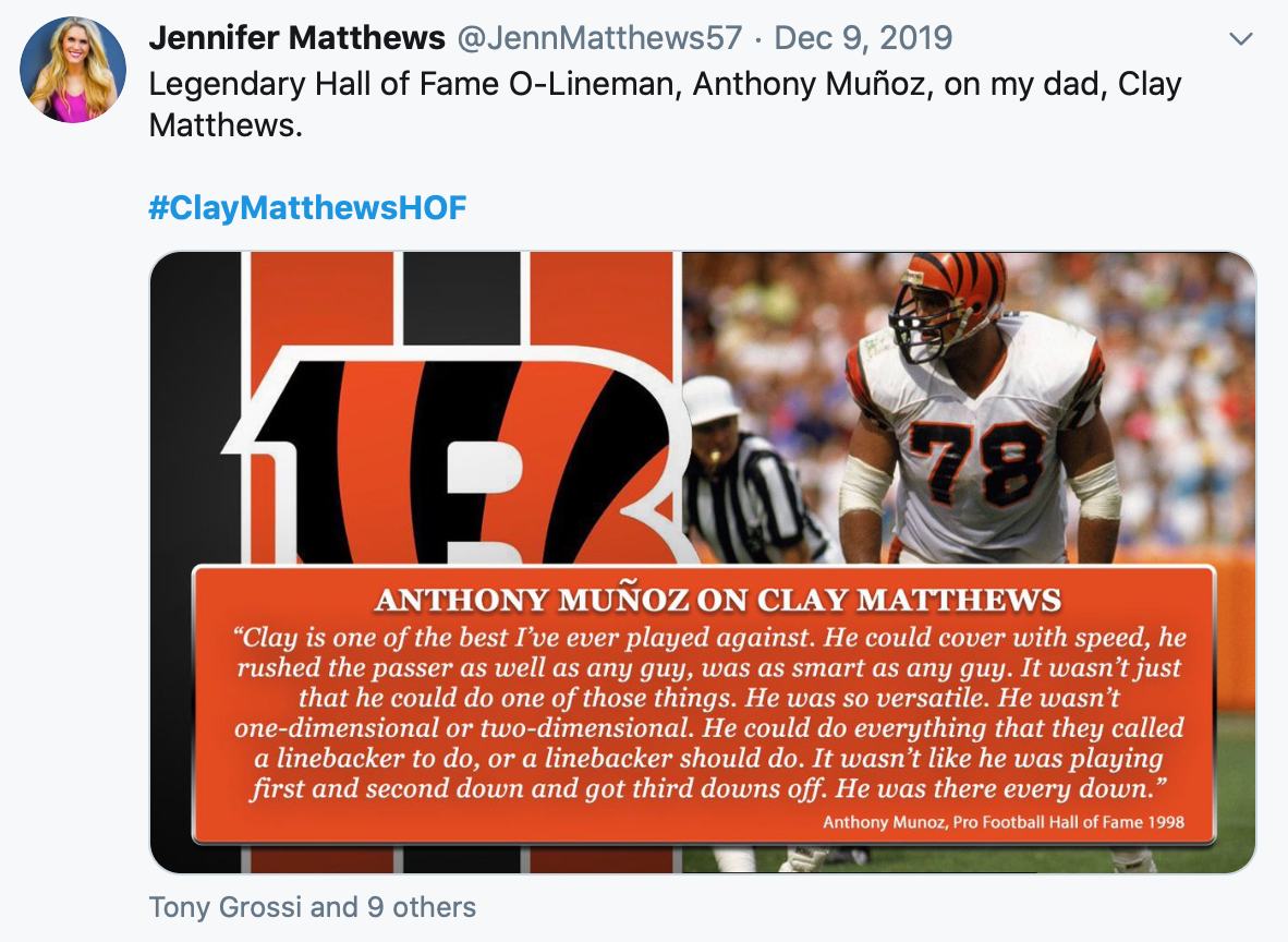 Cleveland Browns to induct Clay Matthews Jr. into Ring of Honor