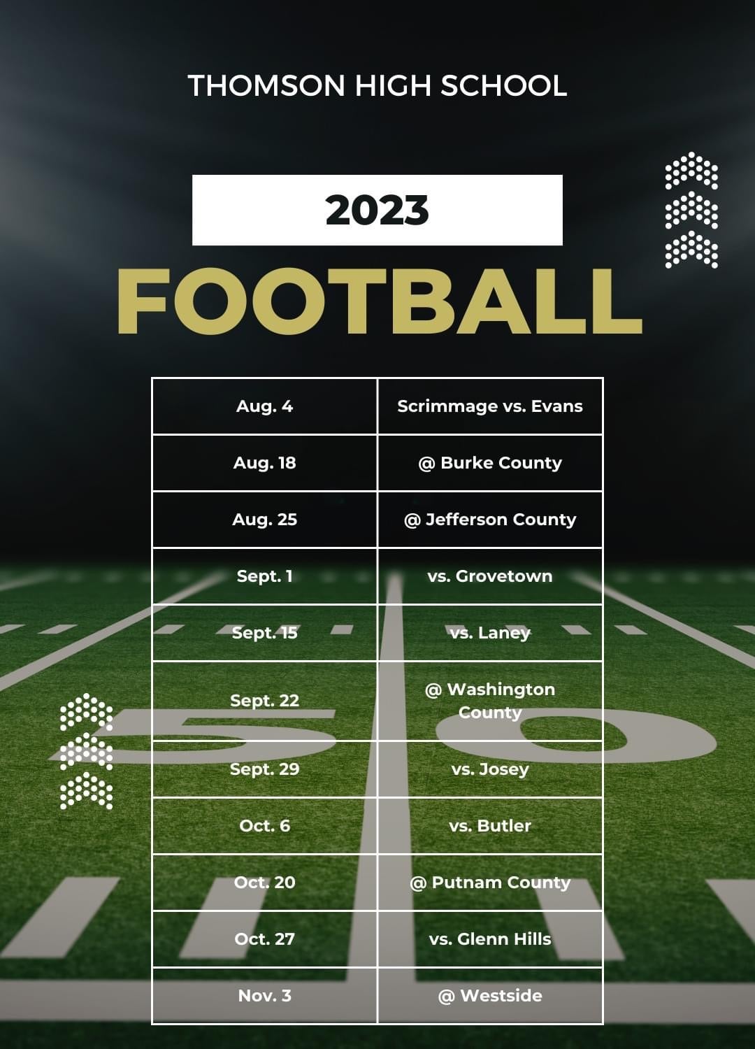 Thomson Bulldogs 2023 football schedule…