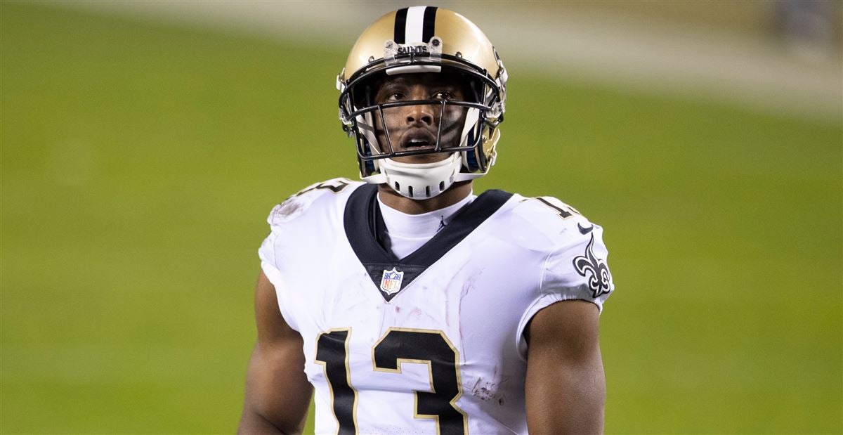 New Orleans Saints wide receiver Michael Thomas works back to full speed