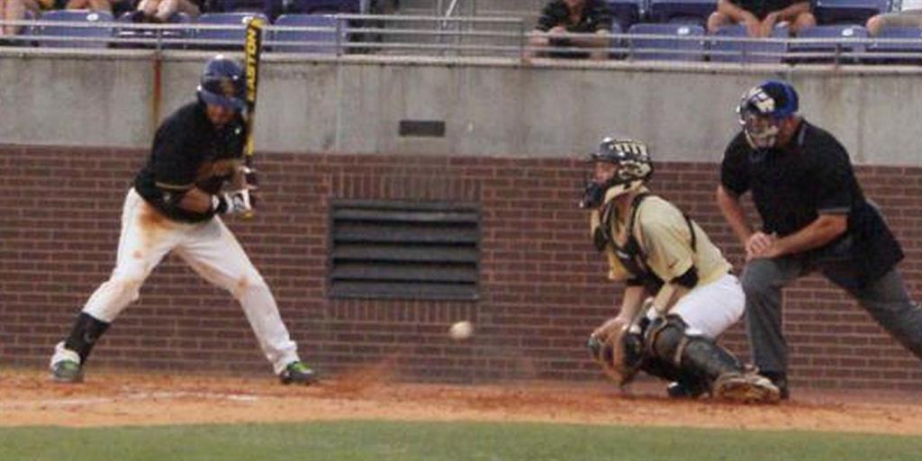 College baseball umpire pushes ECU player while he admires home run