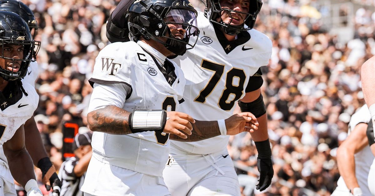 Wake Forest players Carlos Hernandez, Davaughn Patterson, Gio Lopez on overtime victory at Purdue