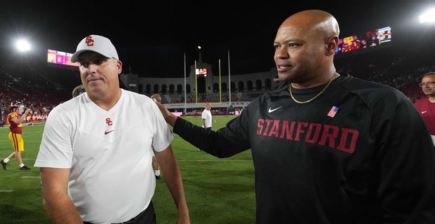 Stanford head coach David Shaw reacts to USC firing Clay Helton