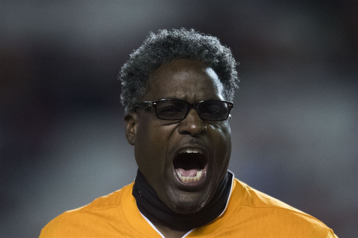 PHILADELPHIA, PA - NOVEMBER 27: Philadelphia Eagles defensive line coach  Tracy Rocker exits the field after the National Football League game  between the Green Bay Packers and Philadelphia Eagles on November 27