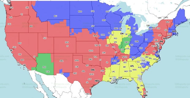 Coverage map: Philadelphia Eagles at Kansas City Chiefs