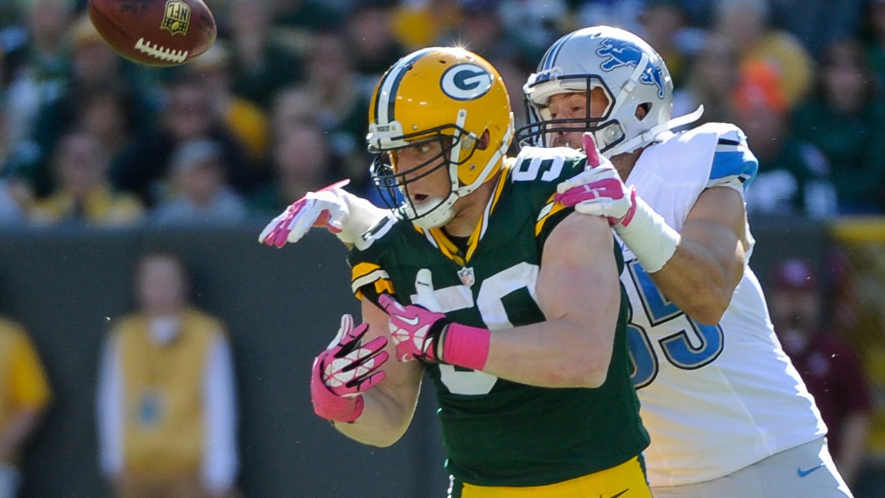 First round draft choice A.J. Hawk of the Green Bay Packers