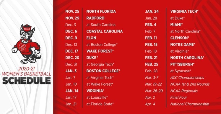 NC State WBB Releases Complete 2020-21 Schedule