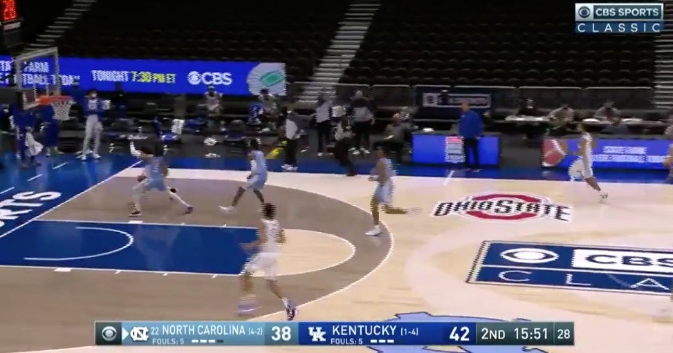 WATCH: Armando Bacot erases Kentucky dunk attempt
