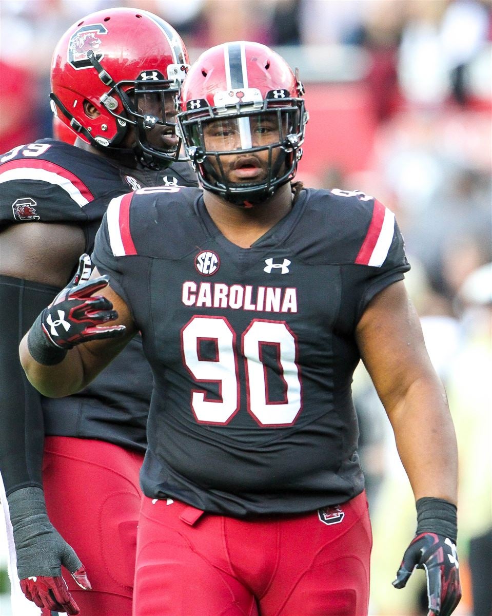 Carolina Panthers defensive tackle Taylor Stallworth runs a drill