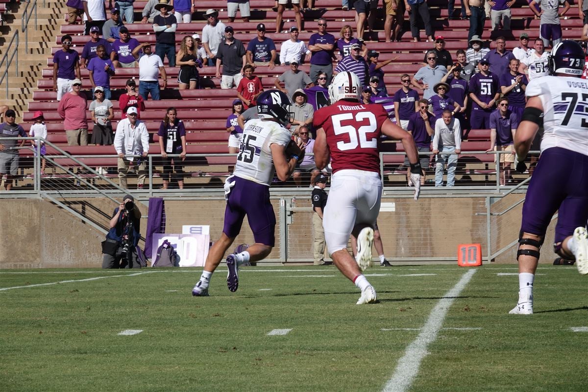 Stanford linebacker Casey Toohill (52) stands on the field during