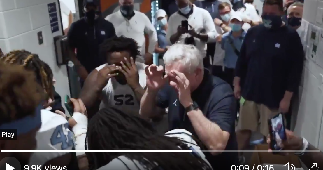 Video: Mack Brown Dances in the Locker Room After Big Win