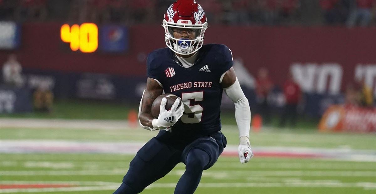 Fresno State wide receiver Jalen Cropper heads for a long gain against  Nevada during the first half of an NCAA college football game in Fresno,  Calif., Saturday, Oct. 23, 2021. (AP Photo/Gary