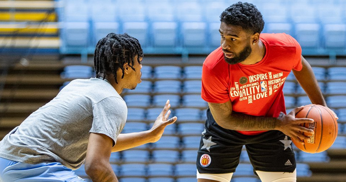 Coby White Practices with UNC Basketball