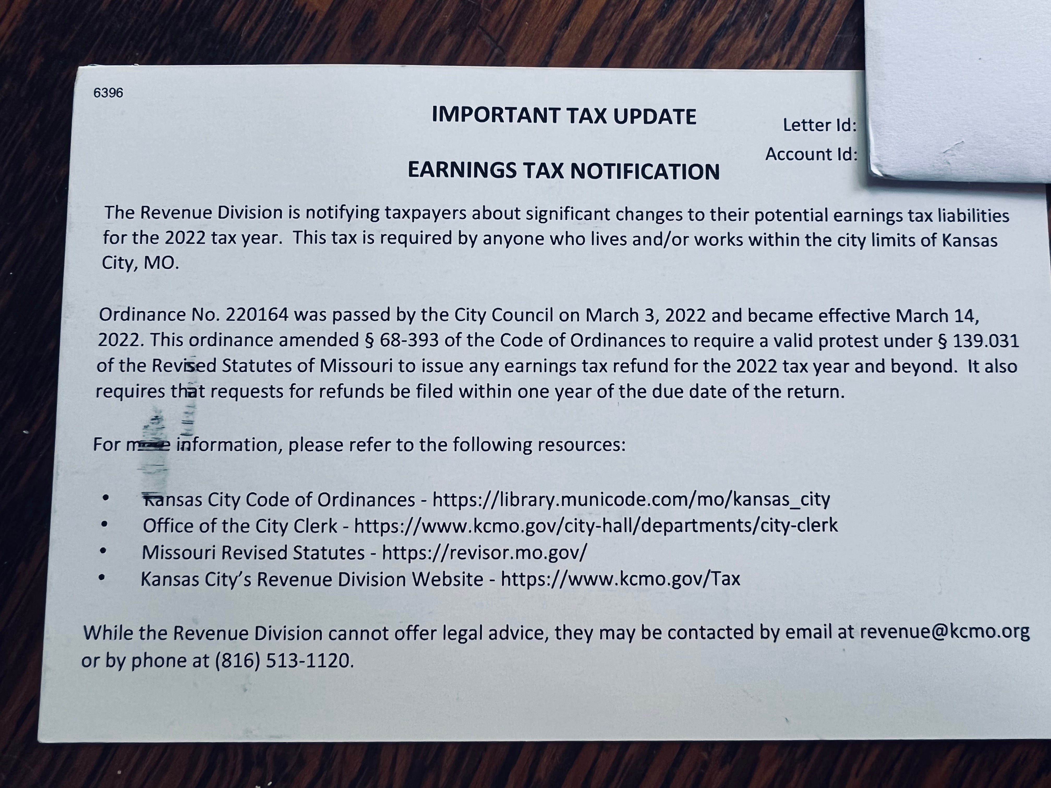 New KC/MO tax earning