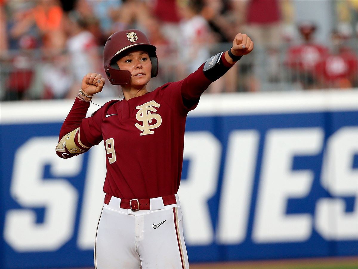 Florida State's Amaya Ross (12) runs to first base during an NCAA