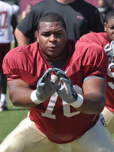 Josue Matias of the Tennessee Titans plays during a pre-season