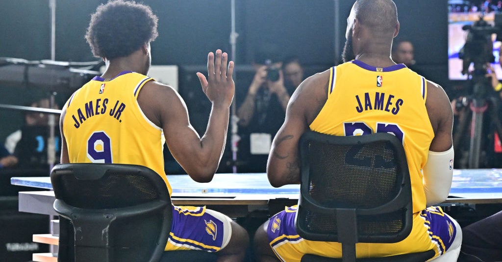 Pure joy for LeBron James as he takes first Lakers media day pics with son ...