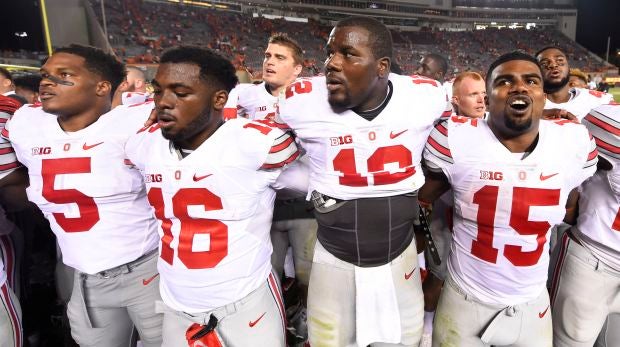 The Ohio State University Signed Raekwon McMillan (Red Jersey) Vs. Michigan  8x10