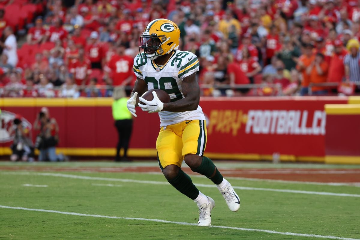 Green Bay Packers' Tyler Goodson during an NFL preseason football