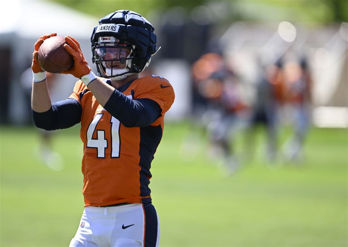 Denver Broncos linebacker Drew Sanders (41) lines up during an NFL