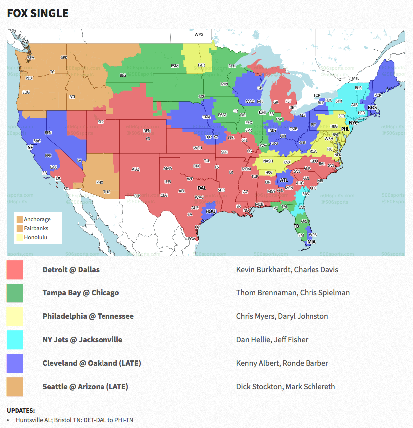 Cowboys vs. Lions: TV coverage map reveals many left in the dark