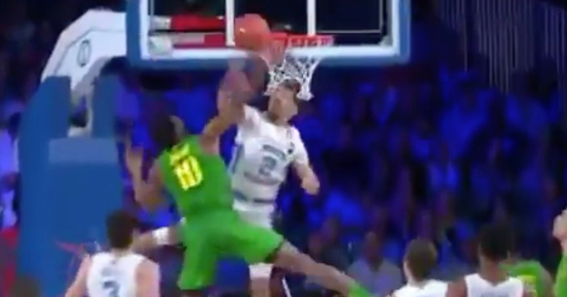 WATCH: Cole Anthony goes way up to swat dunk attempt