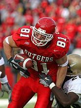 Tight end Clark Harris of Rutgers University makes a first quarter