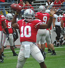 Ohio State linebacker A.J. Hawk rushes during second quarter against Miami  of Ohio at Ohio Stadium in Columbus, Ohio, Saturday, Sept. 3, 2005. A.J.  Hawk, Bobby Carpenter and Anthony Schlegel might be the best set of  linebackers in college football