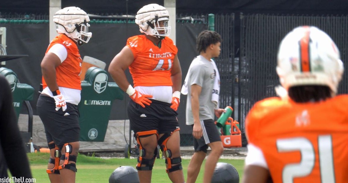 VIDEO Freshman OTs Francis Mauigoa, Samson Okunlola in first spring