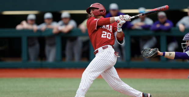 Alabama outfielder Tommy Seidl (20) during an NCAA baseball game