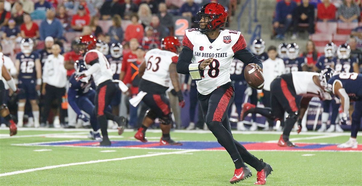 San Diego State running back Jaylon Armstead celebrates after