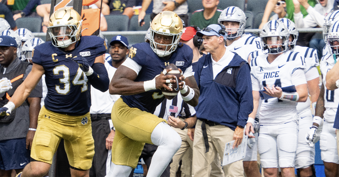 No. 3 Notre Dame Sizzles Rice in Home Opener for 12th-Straight Victory