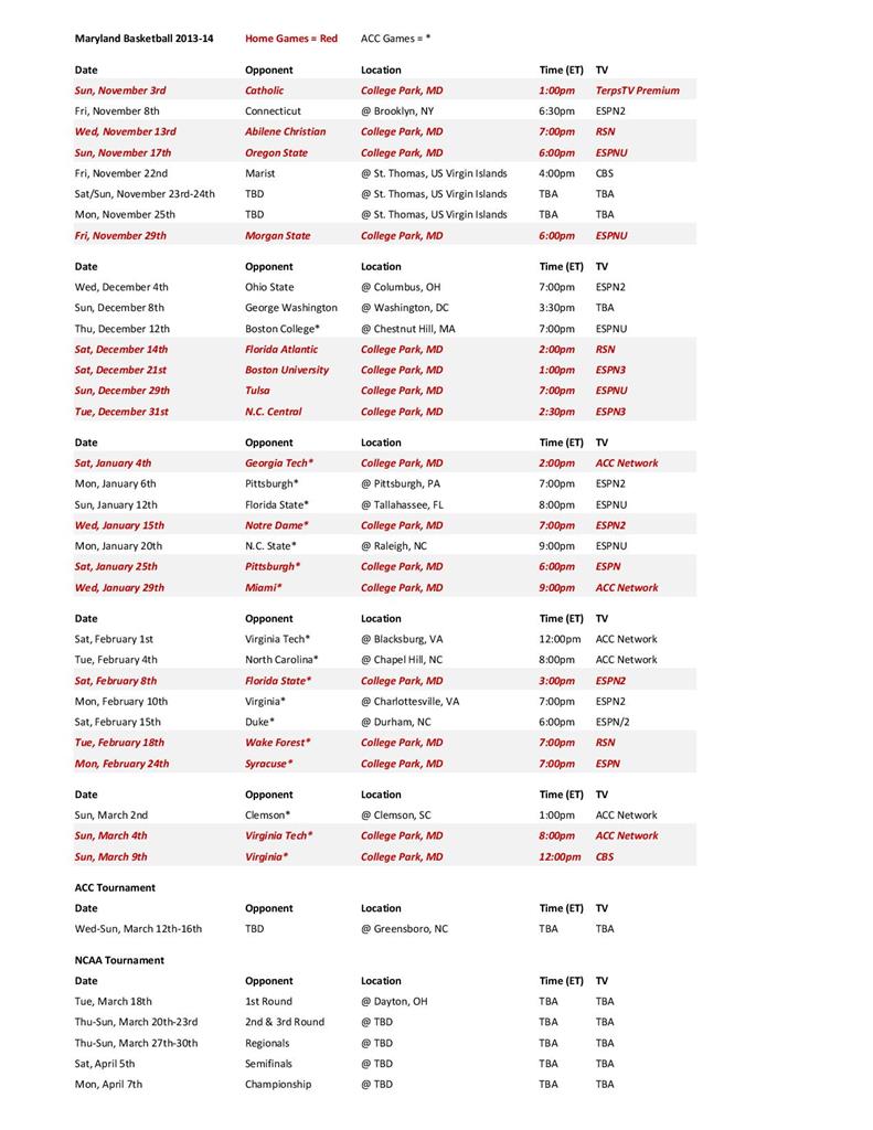 printable md basketball schedule (attached)
