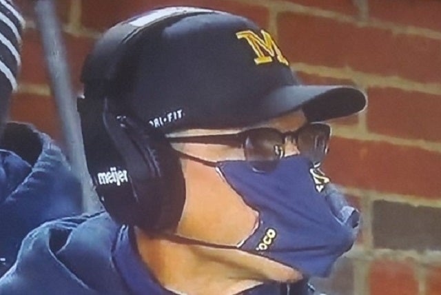 jim harbaugh chewing tobacco Gus calling out Harbaugh's chew