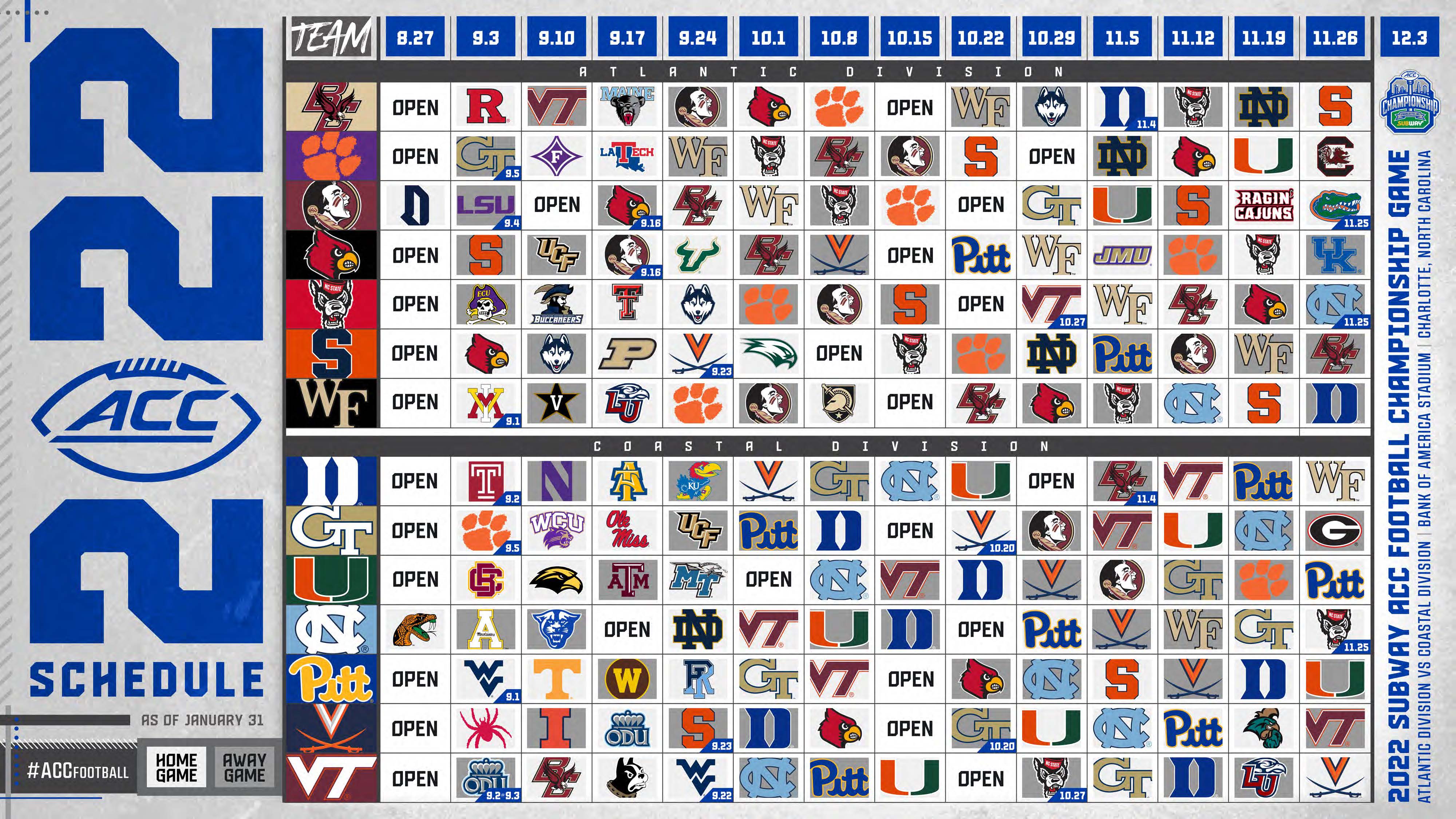 ACC Football What to Know About the 2022 Schedule