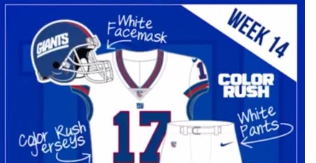 Giants To Wear “Color Rush” Uniforms Week 14 Against Dallas